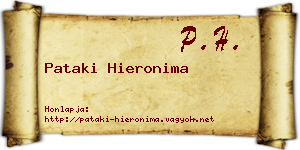 Pataki Hieronima névjegykártya